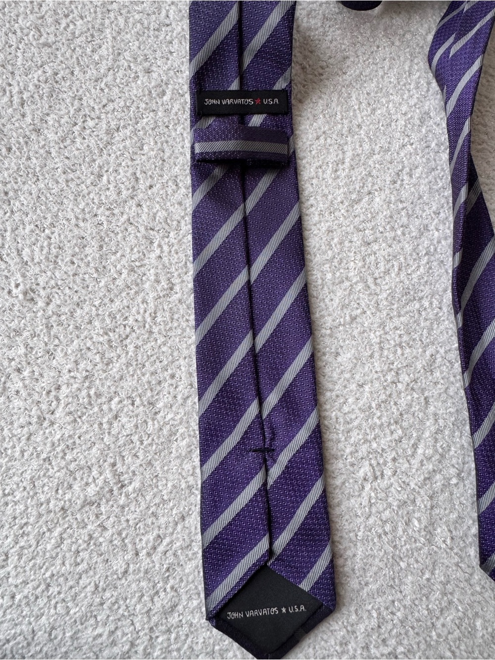 John Varvatos Purple/Blue and Gray Diagonal Stripe Silk Tie